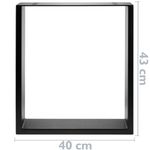 Pies rectangulares para mesita y banqueta. Patas en acero negro 400 x 80 x 430 mm 2-pack, tubos 80 x 20 mm - IP02500 - 03