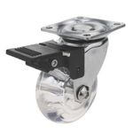 Rueda pivotante industrial de poliuretano y PVC transparente con freno 50 mm - QR00100 - 07