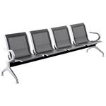 Bancada para sala de espera con sillas ergonómicas negras de 4 plazas - WC01400 - 01