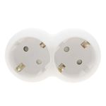 Multiplicador adaptador de clavija enchufe schuko doble blanco redondeado - IA09800 - 02