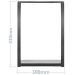 Pies rectangulares para mesita y banqueta. Patas en acero negro 300 x 80 x 430 mm 2-pack, tubos 80 x 20 mm - IP02400 - 03