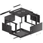 Armario Rack mural 19" 6U F600 600x600x379mm pared desmontado DIY negro Lanberg - WK36600 - 02