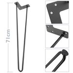 Pies para mesa y mueble Patas en acero 2 varillas 71 cm negro 4-pack - IN09300 - 02