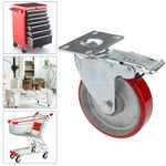 Ruedas pivotantes industriales de poliuretano y metal con freno 125 mm 2 unidades - QR04700 - 02