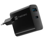 Cargador USB Natec Ribera GaN 1X USB-A + 1X USB-C 45W negro NUC-2143 - NT37100 - 04