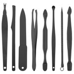 Kit de estuche de manicura y pedicura profesional, set de 15 accesorios de acero inoxidable, funda negra con imitación a piel - BE10500 - 04