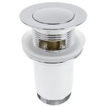 Válvula de desagüe 9cm. Tapón para lavabo y baño universal G1-1/4 cromado - KS10300 - 01