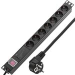 Regleta de enchufes rack 19" de 7 schuko con interruptor y protección sobretensiones - RE02100 - 01