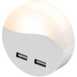 Piloto de luz LED nocturna redondo de tipo enchufe con sensor crepuscular 230VAC y 2 x USB - NB02700 - 03