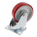 Ruedas pivotantes industriales de poliuretano y metal sin freno 100 mm 2 unidades - QR04400 - 05
