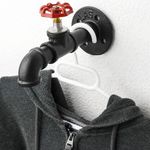 Perchero de pared de acero 1 gancho. Colgador de ropa y toallero de tubo con grifo industrial - IP07700 - 04