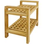 Taburete de baño con reposabrazos y estante 50 x 50 x 33 cm de madera de teca certificada - KZ10200 - 10