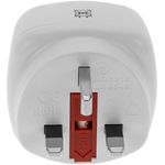 Adaptador enchufe Europa a Reino Unido tipo clavija schuko hembra a clavija BS1363 macho blanco - FE05700 - 03