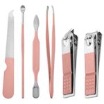 Kit de estuche de manicura y pedicura profesional, set de 7 accesorios de acero inoxidable, color Oro rosa - BE10300 - 04