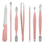 Kit de estuche de manicura y pedicura profesional, set de 12 accesorios de acero inoxidable, color Oro rosa - BE10400 - 04