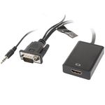 Adaptador de Lanberg VGA macho con mini Jack macho a HDMI-A hembra 20 cm - HC14300 - 01