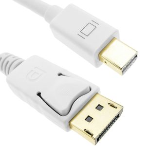 Cable Mini Displayport a Displayport 2K 4K 1080p FullHD para audio y vídeo digital 1m blanco