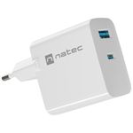 Cargador USB Natec Ribera GaN 1X USB-A + 1X USB-C 65W blanco NUC-2144 - NT37400 - 04