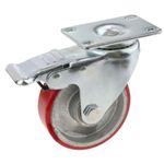 Rueda pivotante industrial de poliuretano y metal con freno 100 mm - QR04100 - 01