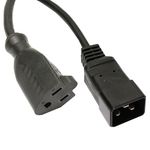 Cable eléctrico US NEMA-5-15R a IEC-60320-C20 de 0.4m negro - CL09100 - 01