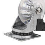 Rueda pivotante industrial de poliuretano y PVC transparente con freno 50 mm - QR00100 - 06