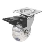 Rueda pivotante industrial de poliuretano y PVC transparente con freno 75 mm - QR00300 - 08