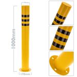 Pilona bolardo de acero con base clavada amarilla 110x1000mm - SQ00300 - 02