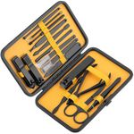 Kit de estuche de manicura y pedicura profesional, set de 16 accesorios de acero inoxidable, color negro - BE10200 - 03