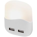 Piloto de luz LED nocturna rectangular de tipo enchufe con sensor crepuscular 230VAC y 2 x USB - NB02800 - 03