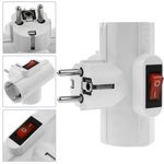 Clavija enchufe triple schuko de color blanco 220VAC con interruptor - IA09000 - 02