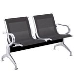 Bancada para sala de espera con sillas ergonómicas negras de 2 plazas - WC01200 - 01