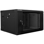 Armario Rack mural 19" 6U F600 600x600x374mm pared desmontado DIY negro Lanberg - WK34200 - 01