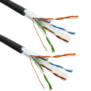 Bobina de cable de red ethernet Cat. 6 FTP CCA de 100 m rígido de color negro