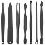 Kit de estuche de manicura y pedicura profesional, set de 12 accesorios de acero inoxidable, color negro - BE10100 - 04