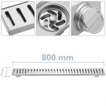 Canaleta de desagüe 80x7.5cm con rejilla en acero inoxidable mate - KS41600 - 02