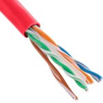 Bobina de cable de red LAN UTP categoría cat.6 23AWG CCA rígido rojo 305 m - LN09500 - 02