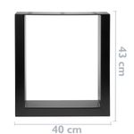 Pies rectangulares para mesita y banqueta. Patas en acero negro 400 x 80 x 430 mm 2-pack, tubos 80 x 40 mm - IP02700 - 03