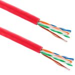 Bobina de cable de red LAN UTP categoría cat.6 23AWG CCA rígido rojo 305 m - LN09500 - 06