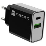 Cargador USB Natec Ribera 1X USB-A + 1X USB-C 20W negro NUC-2062 - NT36300 - 01
