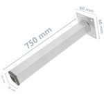 Pies cuadrados para mesa y mueble. Patas en acero cromado de 75cm 4-pack - IO08400 - 02
