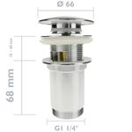 Válvula de desagüe 9cm. Tapón para lavabo y baño universal G1-1/4 cromado redondeado - KS10400 - 02