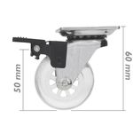Rueda pivotante industrial de poliuretano y PVC transparente con freno 50 mm - QR00100 - 04