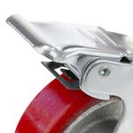 Rueda pivotante industrial de poliuretano y metal con freno 100 mm - QR04100 - 08