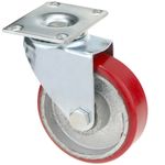 Ruedas pivotantes industriales de poliuretano y metal sin freno 100 mm 2 unidades - QR04400 - 08