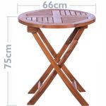 Mesa redonda 66 cm plegable para jardín exterior de madera de teca certificada - KZ12100 - 02