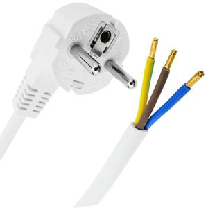 Cable de alimentación eléctrico H05VV-F 3 metros de enchufe schuko a bornes 3x1.50mm² blanco