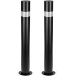 Pack de 2 uds de pilonas bolardos de acero con base clavada 110x1000mm de color negro - YZ05200 - 01