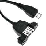 Cable USB 2.0 para fijación a panel microUSB macho a USB A hembra - UB01000 - 01
