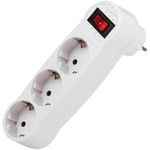 Multiplicador adaptador de clavija enchufe schuko triple blanco con interruptor - IA08700 - 01
