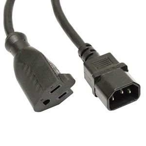 Cable eléctrico US NEMA-5-15R a IEC-60320-C14 de 0.4m negro